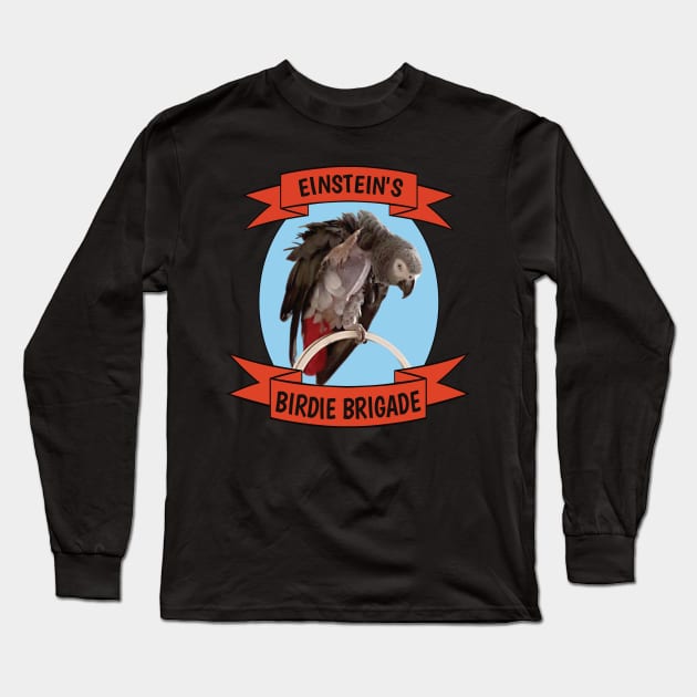 Birdie Brigade African Grey Parrot - Bare Chest Long Sleeve T-Shirt by Einstein Parrot